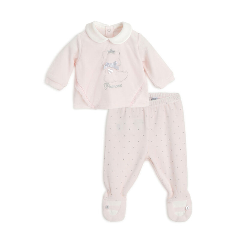 Girls Light Pink Embellished Smock with Legging image number 0
